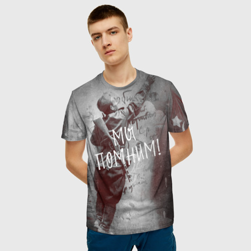 Мужская 3D футболка с принтом Мы помним! | День победы, фото на моделе #1