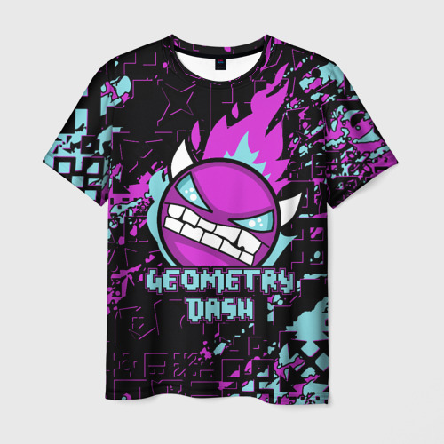 Мужская 3D футболка с принтом Geometry Dash, вид спереди #2