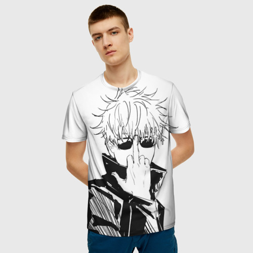 Мужская 3D футболка с принтом Магическая битва | Годжо, фото на моделе #1