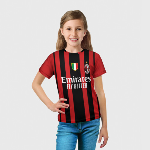 Детская 3D футболка с принтом Ибрагимович Милан 2021/2022, вид сбоку #3