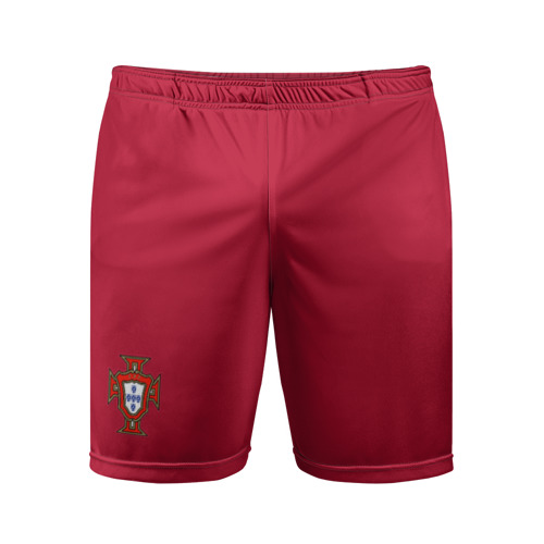 Мужские шорты 3D спортивные с принтом Portugal home bottom, вид спереди #2
