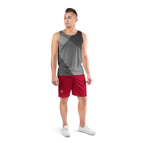 Мужские шорты 3D спортивные с принтом Portugal home bottom, вид сбоку #3