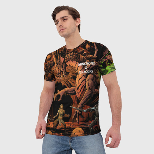 Мужская 3D футболка с принтом Dungeons and Dragons | Схватка, фото на моделе #1