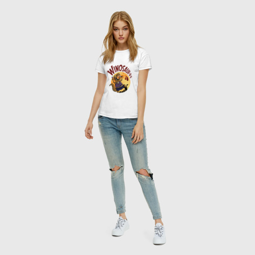 Женская футболка с принтом Винозавр, вид сбоку #3