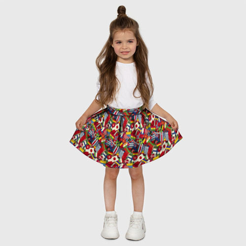 Детская юбка-солнце 3D с принтом Страны Мира, вид сбоку #3