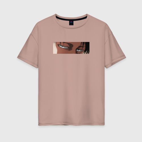 Женская футболка oversize с принтом Взгляд Леви, вид спереди #2