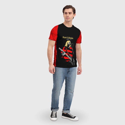 Мужская 3D футболка с принтом КУРТ КОБЕЙН | НИРВАНА | ЛОГО (+спина) (Z), фото #4