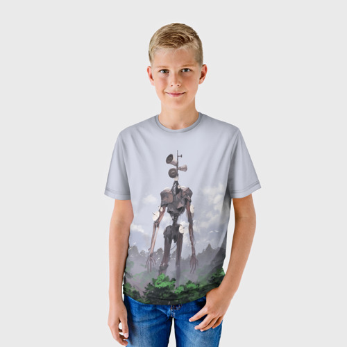 Детская 3D футболка с принтом СИРЕНОГОЛОВЫЙ \ ЛЕС, фото на моделе #1