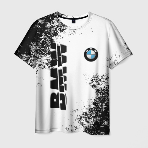 Мужская 3D футболка с принтом BMW | БМВ РАЗРЕЗАННОЕ ЛОГО, вид спереди #2