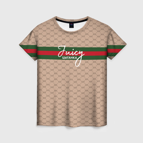 Женская 3D футболка с принтом Juicy цыганка Гуччи, вид спереди #2