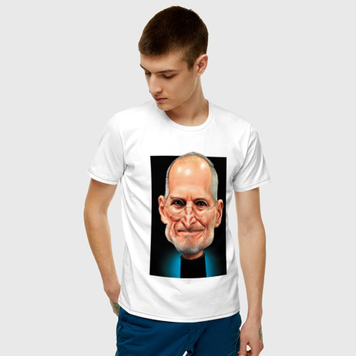 Мужская футболка с принтом Apple Jobs, фото на моделе #1
