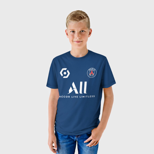 Детская 3D футболка с принтом Мбаппе ПСЖ форма 2021/2022, фото на моделе #1