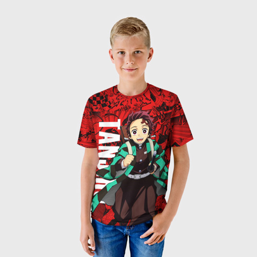 Детская 3D футболка с принтом Танджиро Камадо ,Клинок, рассекающий демонов, фото на моделе #1