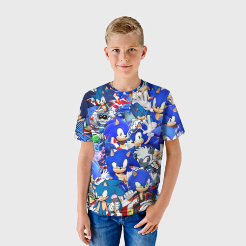 Детская 3D футболка с принтом SONIC СИНИЙ ЁЖ СОНИК, фото на моделе #1