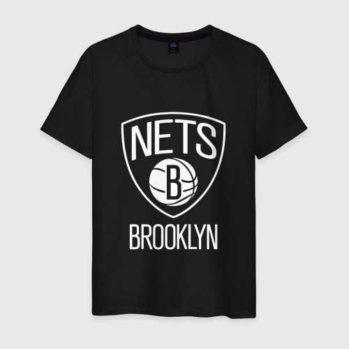 Мужская футболка с принтом Бруклин Нетс логотип, вид спереди #2