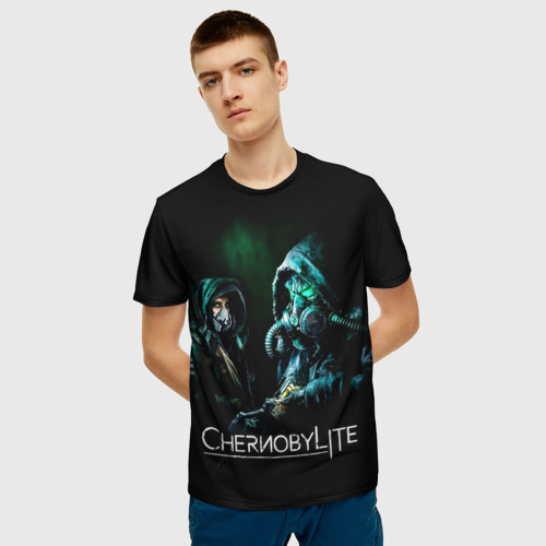 Мужская 3D футболка с принтом Chernobylite / Чернобылит, фото на моделе #1