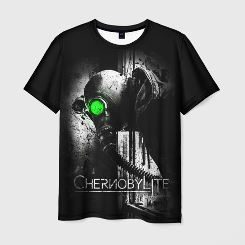 Мужская 3D футболка с принтом Chernobylite (Black stalker), вид спереди #2