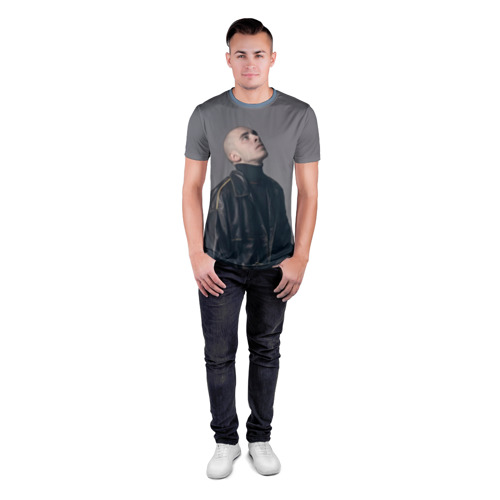 Мужская футболка 3D спортивная с принтом Задумчивый Хаски, вид сбоку #3