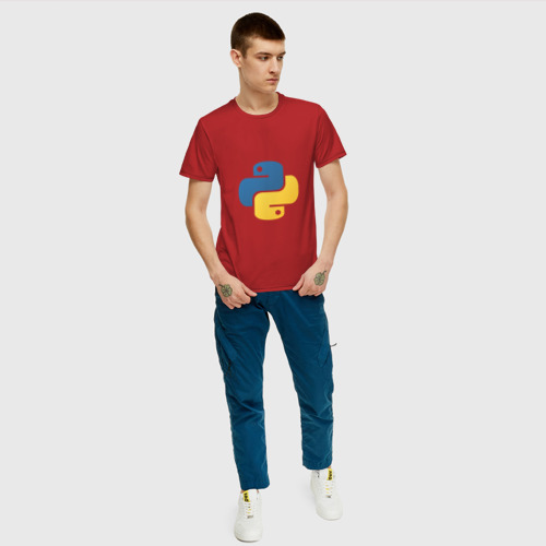Мужская футболка с принтом Python язык, вид сбоку #3