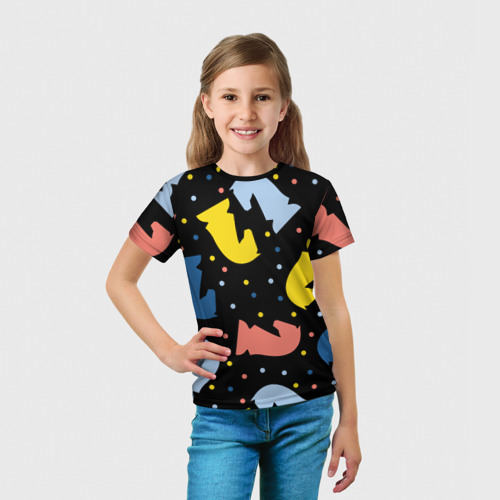 Детская 3D футболка с принтом Шахматные фигуры цветные, вид сбоку #3