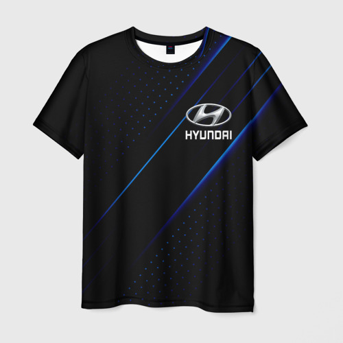 Мужская 3D футболка с принтом Хендай | Hyundai | SPORT, вид спереди #2
