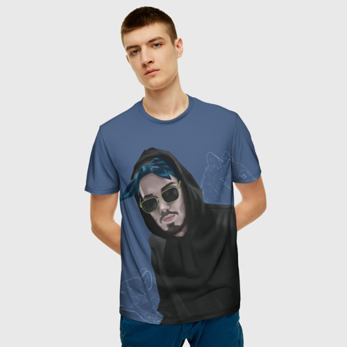 Мужская 3D футболка с принтом Многознаал и волки, фото на моделе #1