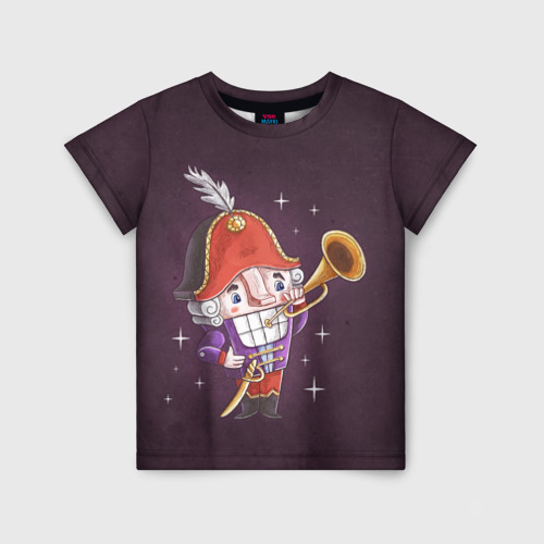 Детская 3D футболка с принтом Рождественский Щелкунчик, вид спереди #2