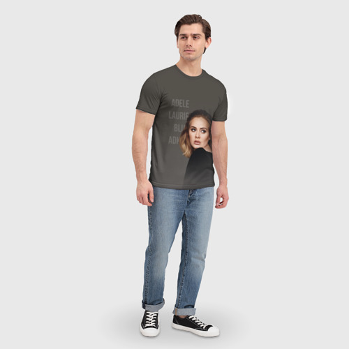 Мужская 3D футболка с принтом Взгляд Адель, вид сбоку #3