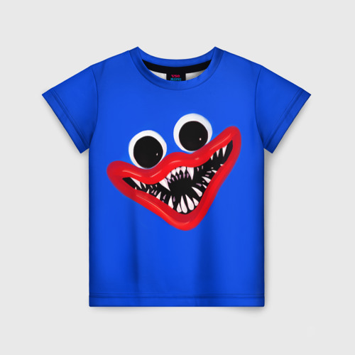 Детская 3D футболка с принтом Huggy Wuggy Smile, Poppy Playtime, вид спереди #2