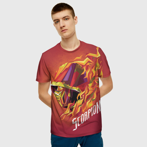 Мужская 3D футболка с принтом Скорпион Мортал Комбат, фото на моделе #1