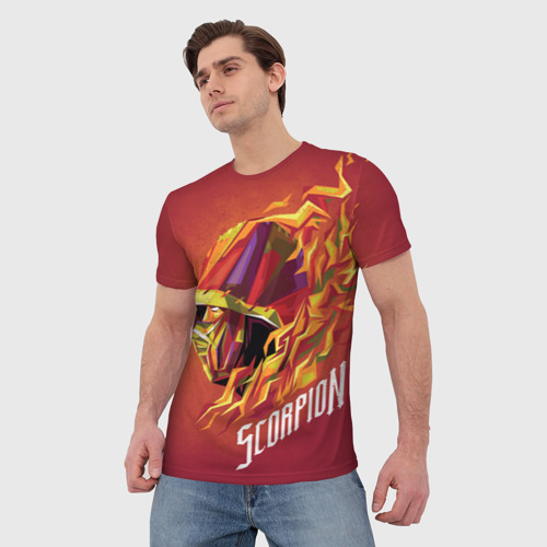 Мужская 3D футболка с принтом Скорпион Мортал Комбат, вид сбоку #3