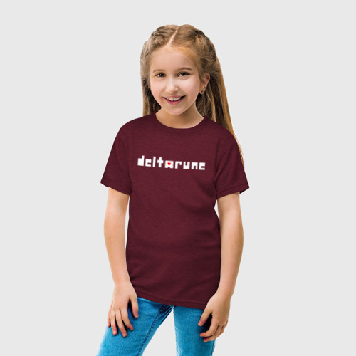 Детская футболка с принтом Deltarune logo надпись, вид сбоку #3