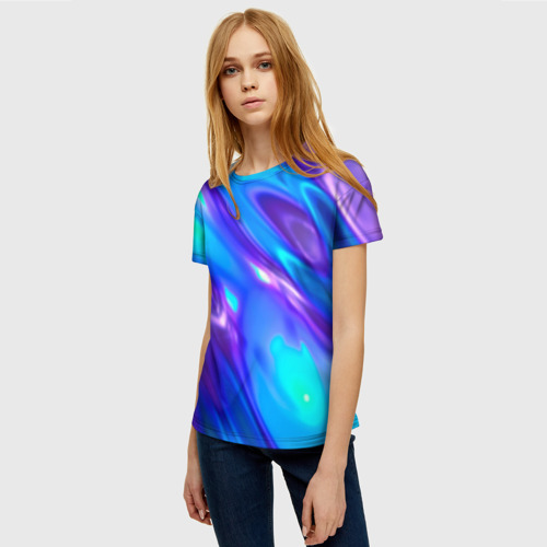 Женская 3D футболка с принтом Neon Holographic, фото на моделе #1