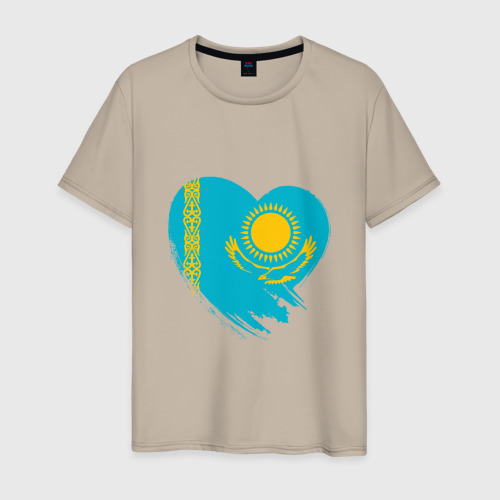 Мужская футболка с принтом Сердце - Казахстан, вид спереди #2