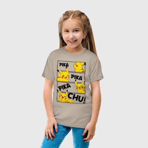 Детская футболка с принтом Пика Пика Пикачу | Pikachu, вид сбоку #3