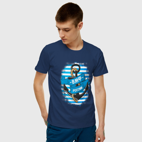 Мужская футболка с принтом ВМФ России Тельняшка, фото на моделе #1