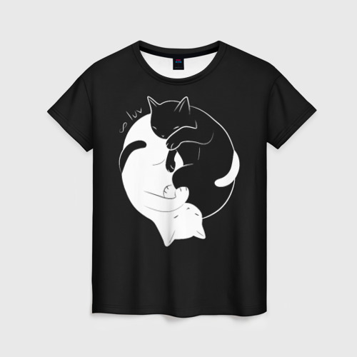 Женская 3D футболка с принтом Бесконечная любовь | Endless kitty love, вид спереди #2