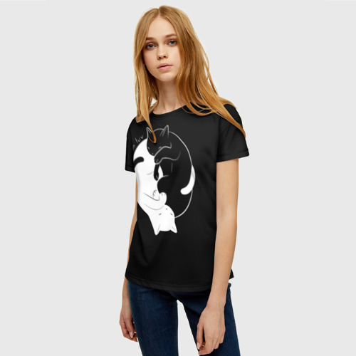 Женская 3D футболка с принтом Бесконечная любовь | Endless kitty love, фото на моделе #1