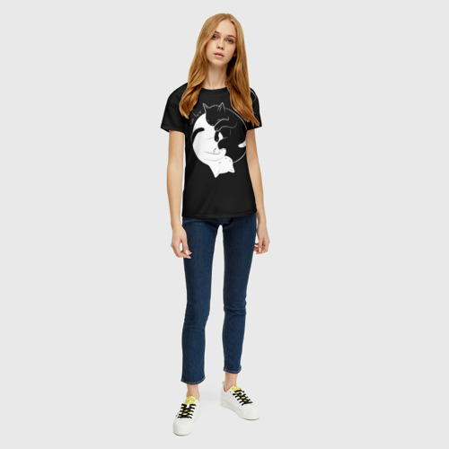 Женская 3D футболка с принтом Бесконечная любовь | Endless kitty love, вид сбоку #3