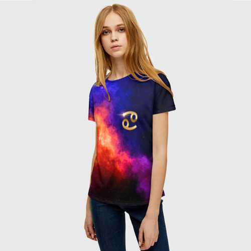 Женская 3D футболка с принтом РАК - знак в космосе, фото на моделе #1