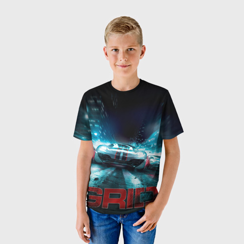 Детская 3D футболка с принтом GRID-LEGENDS, фото на моделе #1