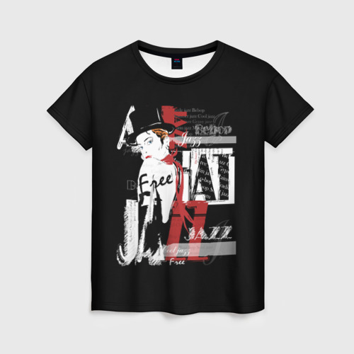Женская 3D футболка с принтом JAZZ (девушка), вид спереди #2
