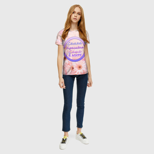 Женская 3D футболка с принтом Самая красивая Саша, вид сбоку #3