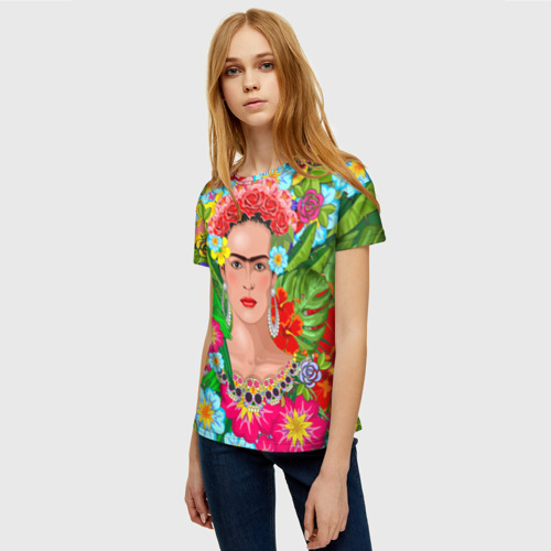 Женская 3D футболка с принтом Фрида Кало Мексика Художник Феминист 3D, фото на моделе #1