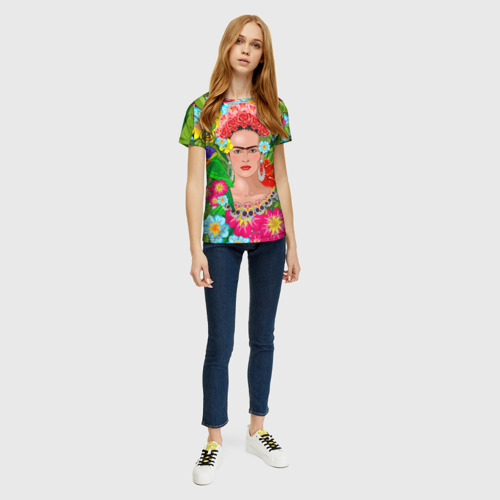 Женская 3D футболка с принтом Фрида Кало Мексика Художник Феминист 3D, вид сбоку #3