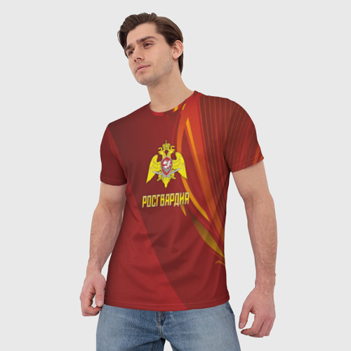 Мужская 3D футболка с принтом Росгвардия с эмблемой, фото на моделе #1