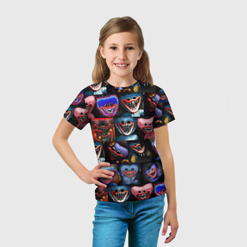 Детская 3D футболка с принтом POPPY PLAYTIME - РАЗНЫЙ ХАГГИ ВАГГИ, вид сбоку #3