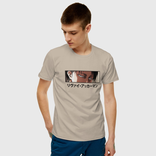 Мужская футболка с принтом ЛЕВИ АККЕРМАН | АНИМЕ | АТАКА ТИТАНОВ, фото на моделе #1