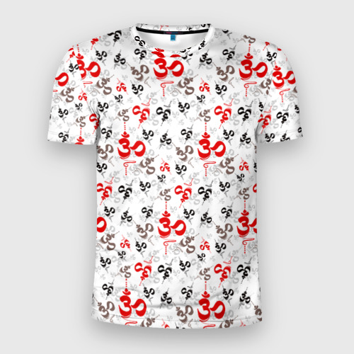 Мужская футболка 3D спортивная с принтом Мантра ОМ (АУМ), вид спереди #2