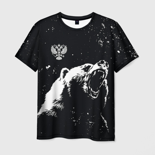 Мужская 3D футболка с принтом Русский МЕДВЕДЬ и Русский ГЕРБ, вид спереди #2
